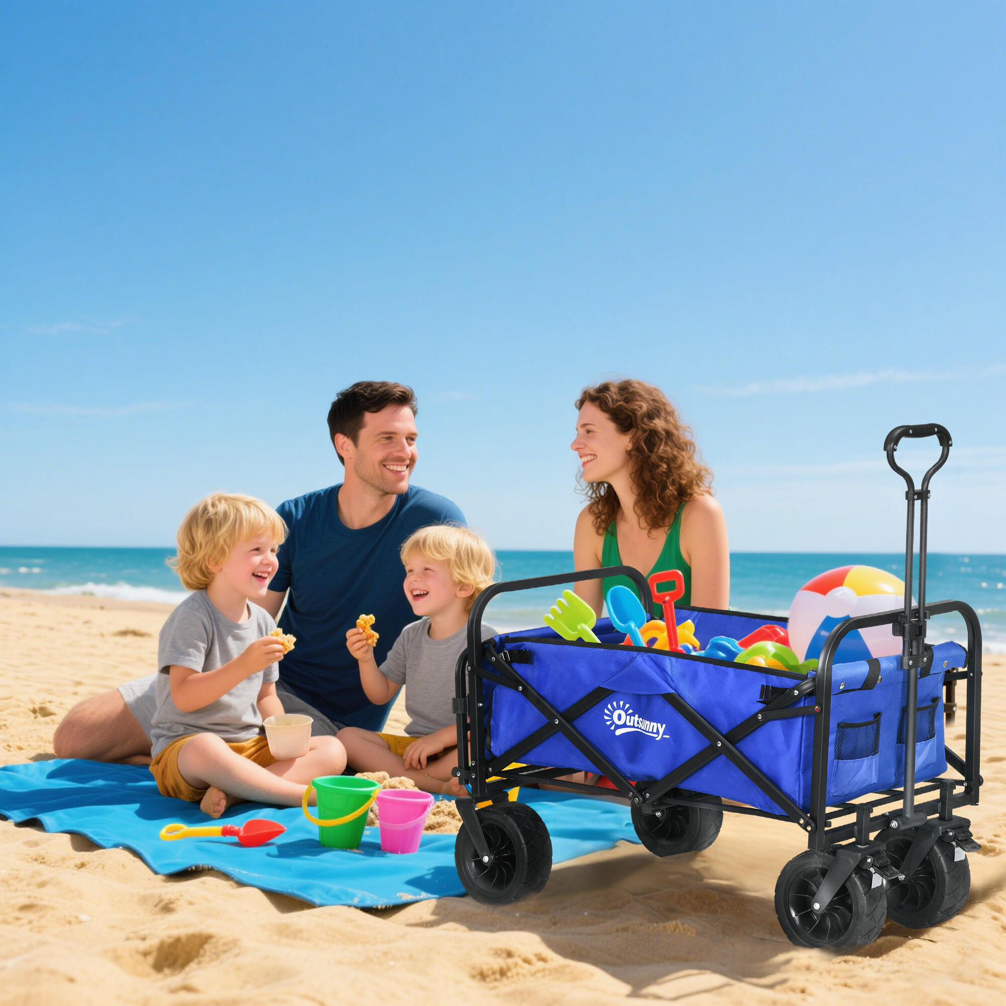 Carrinho de transporte azul Outsunny 5/7
