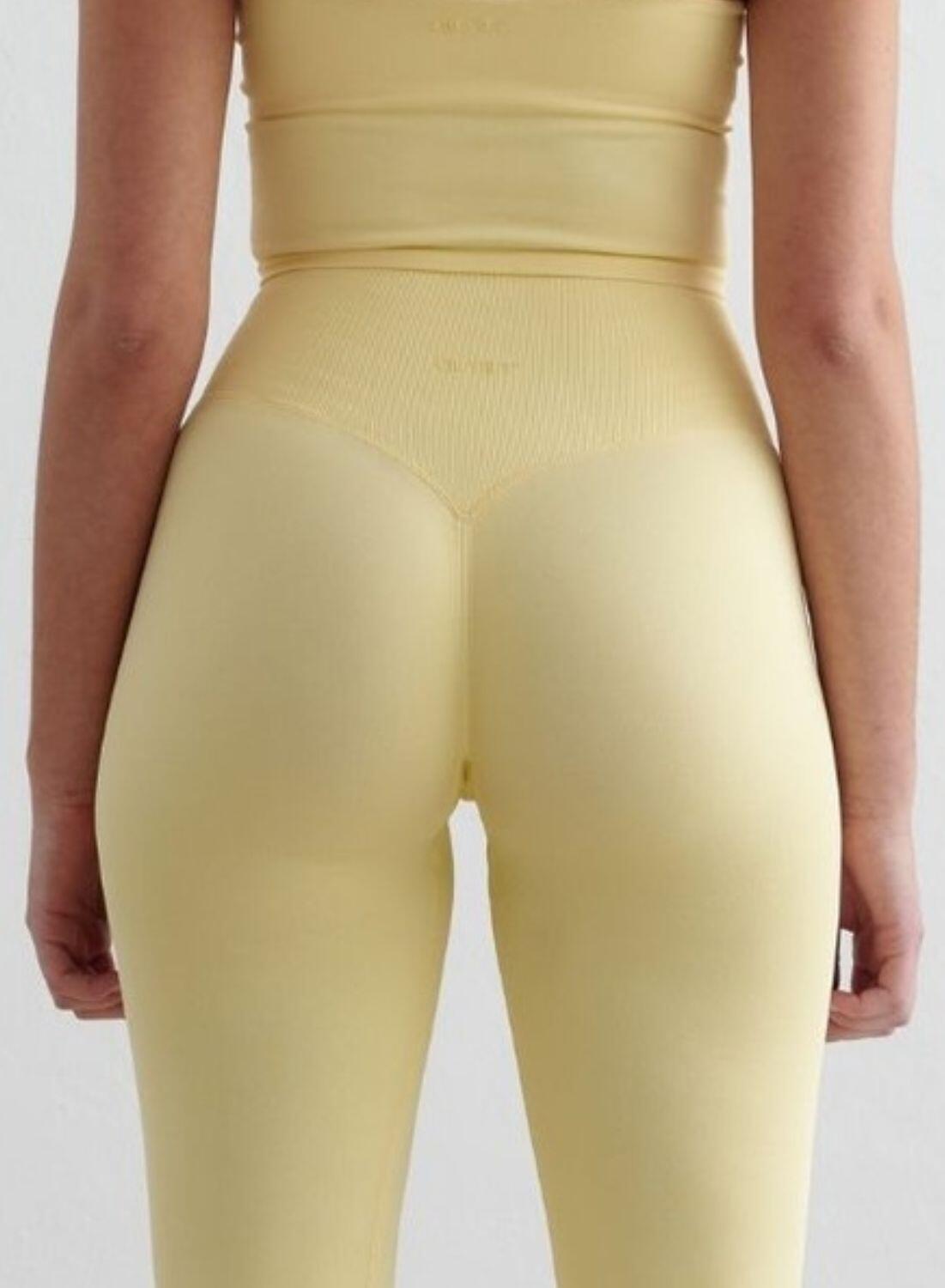 Dames Legging Naadloos Lichtgeel 4/4