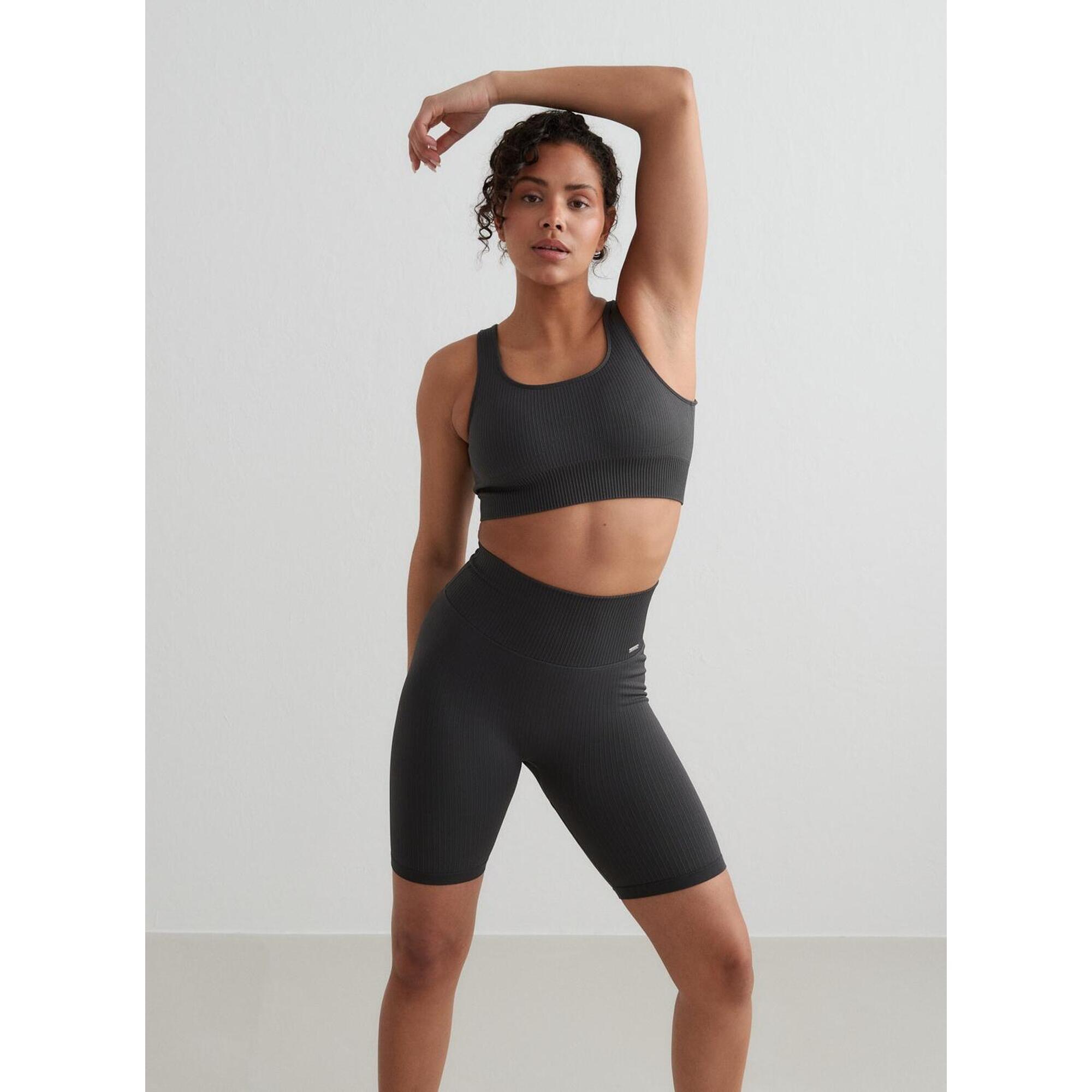 Aim'n - Femme Short Côtelé Sans Couture Gris Foncé - Shorty De Running - Gris - 36 Xs - Decathlon