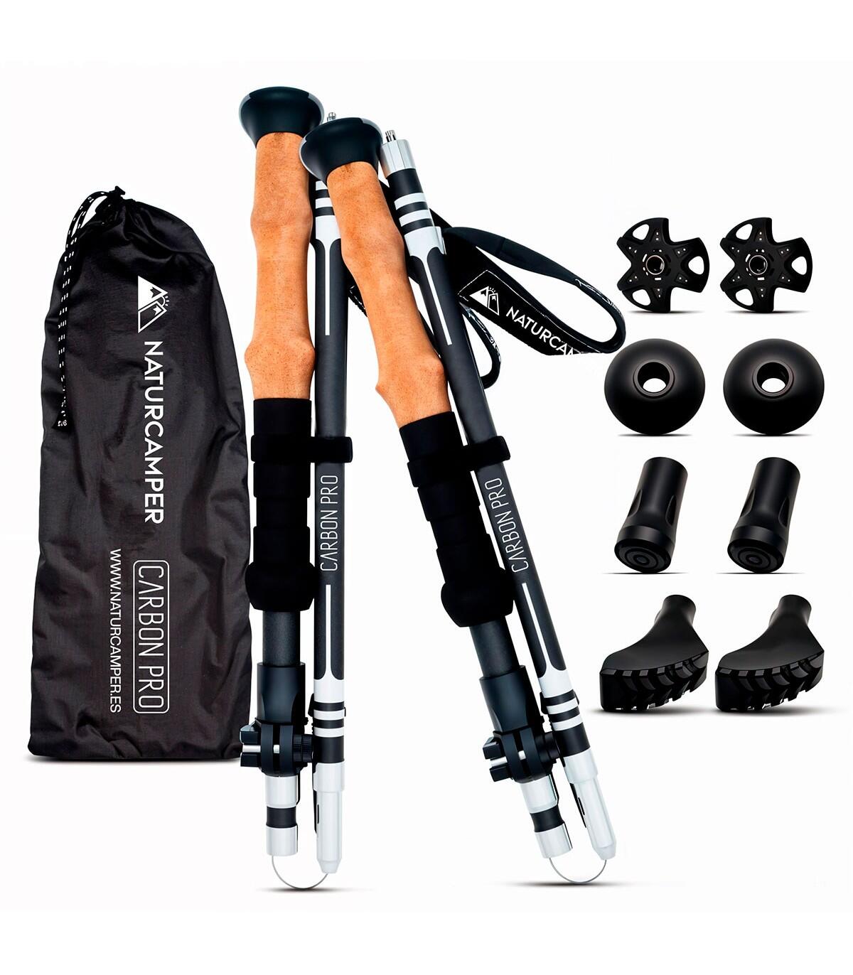 Bastões de caminhada e trekking dobráveis ​​de carbono naturcamper carbon pro