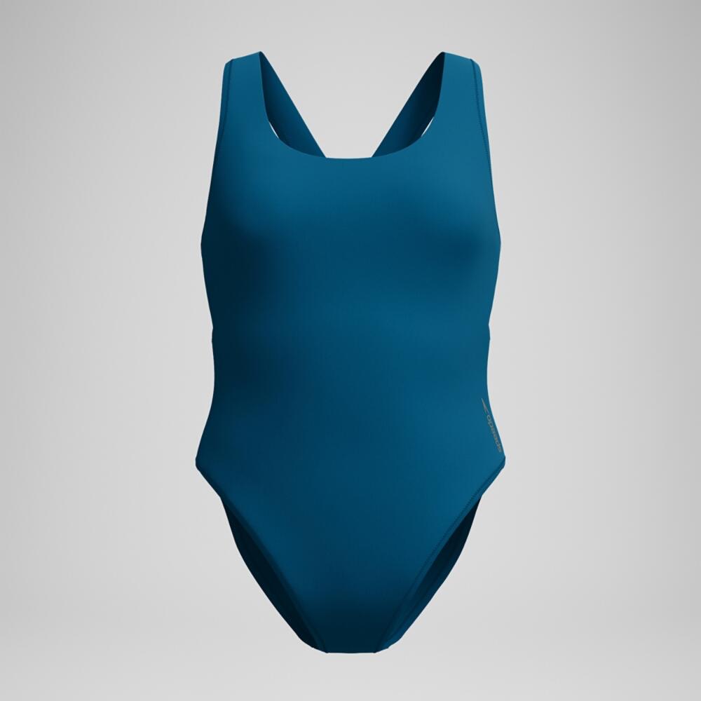 Speedo Solid Scoop Mesh Swimsuit - Green 6/6