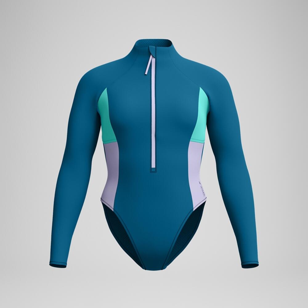 Fato de banho feminino Speedo L/S Clrblck Zip 6/7