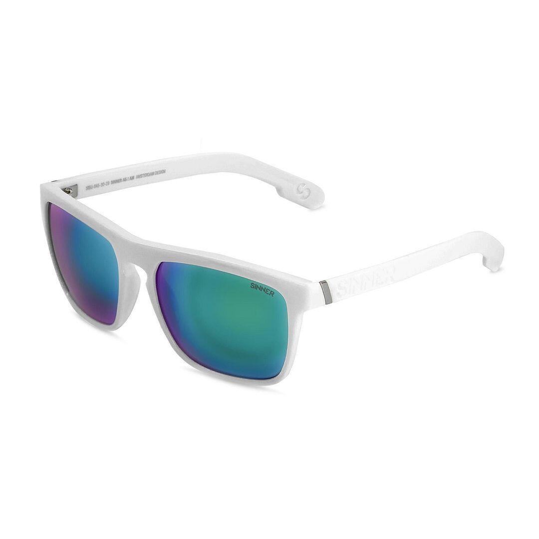 SINNER Thunder X Unisex Hiking Sunglasses - Shiny White, Green Cat.3