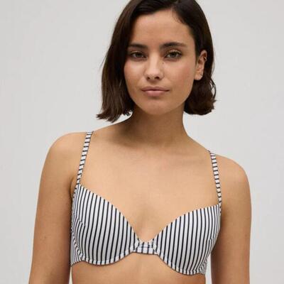 Top bikini aro clásico rayas blanco y negro copa B