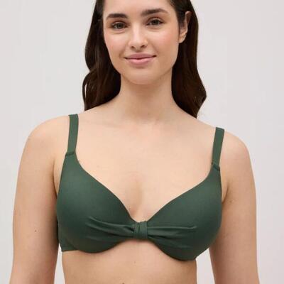 Top bikini aro tirantes anchos verde oscuro copa C