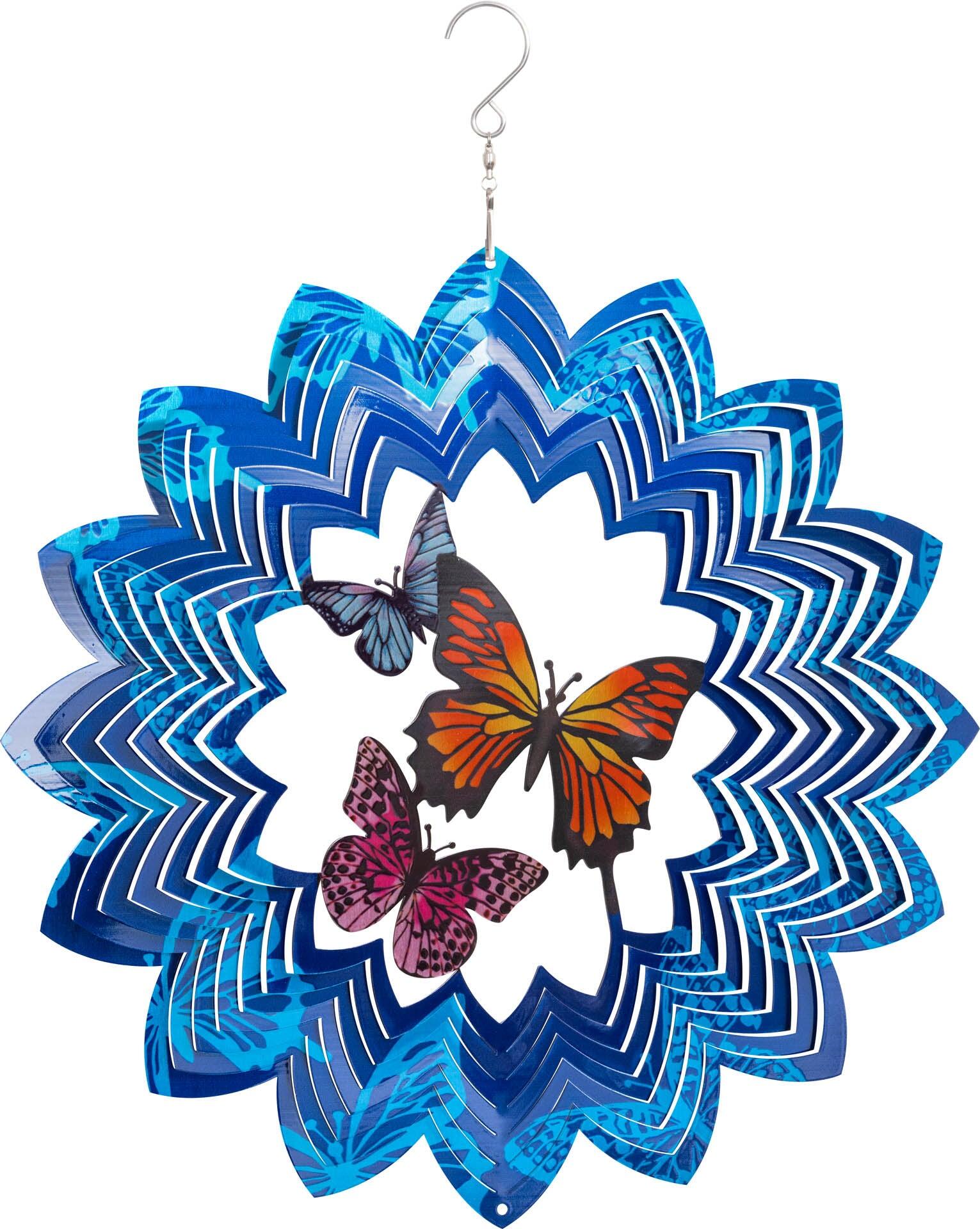 HQ Windcatcher HQ Metal Hanging Wind Spinner 3D Butterflies 110264 Blue 30 x 38 cm