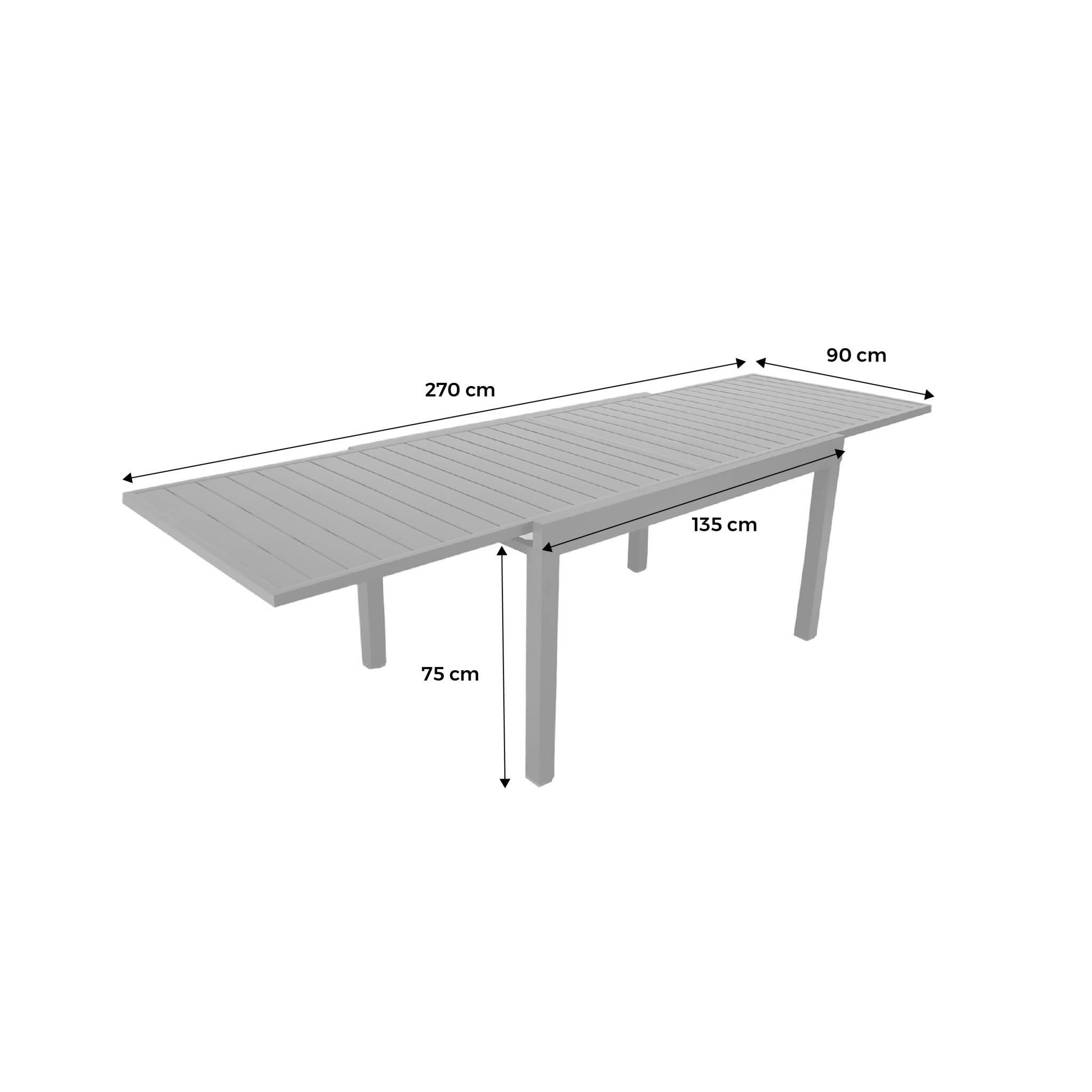 Mesa de jardim extensível em alumínio, 8 lugares, Verde caqui 4/5