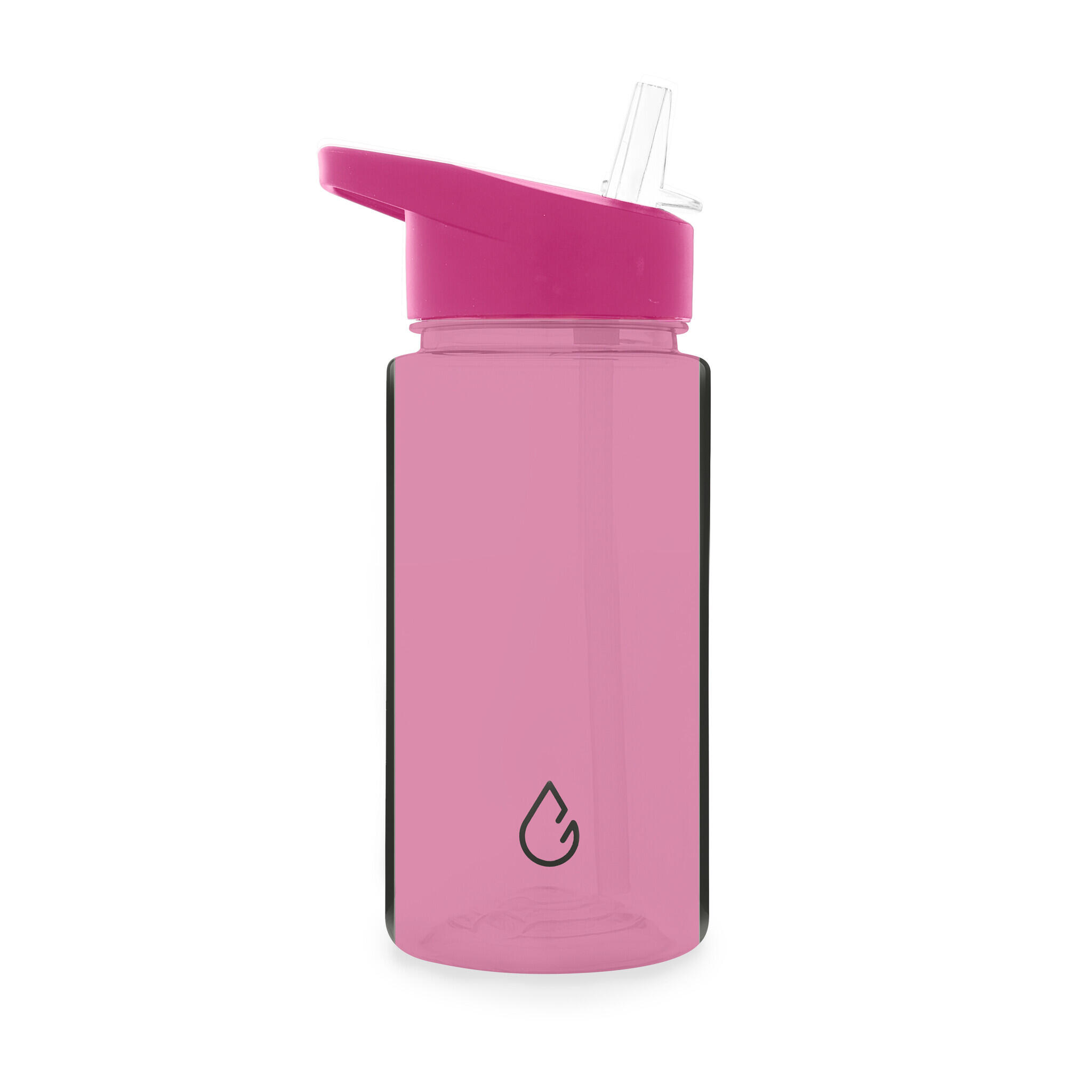 WATTAMULA Waterfles met rietje roze transparant kinderen 400 ml