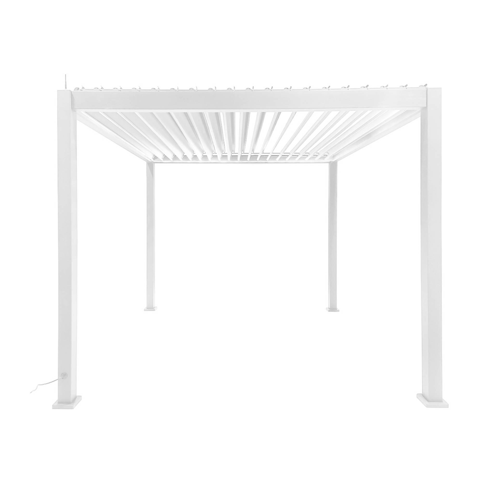 Pérgola bioclimática elétrica de alumínio 3x3m com iluminação LED, Branco 5/6