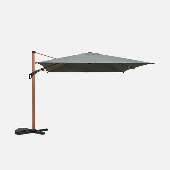 Parasol decentrato 3x3m quadrato palo effetto legno Verde kaki