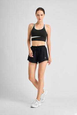 2-in-1 sportshort dames met telefoonzakje & binnenbroek - zwart