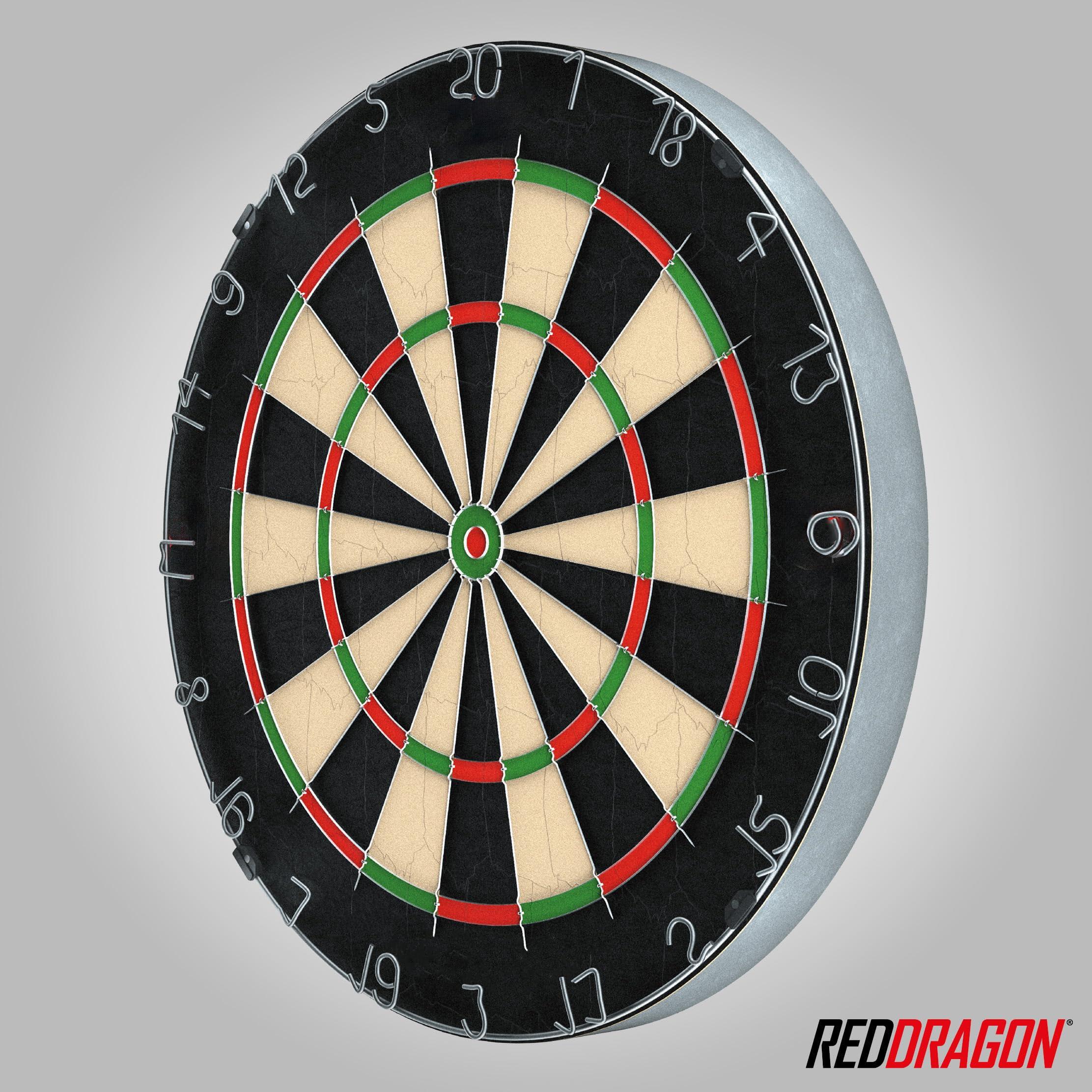 RED DRAGON Ultimate Dart Board and Surround Ring Set -Includes Bristle Dartboard 5/7