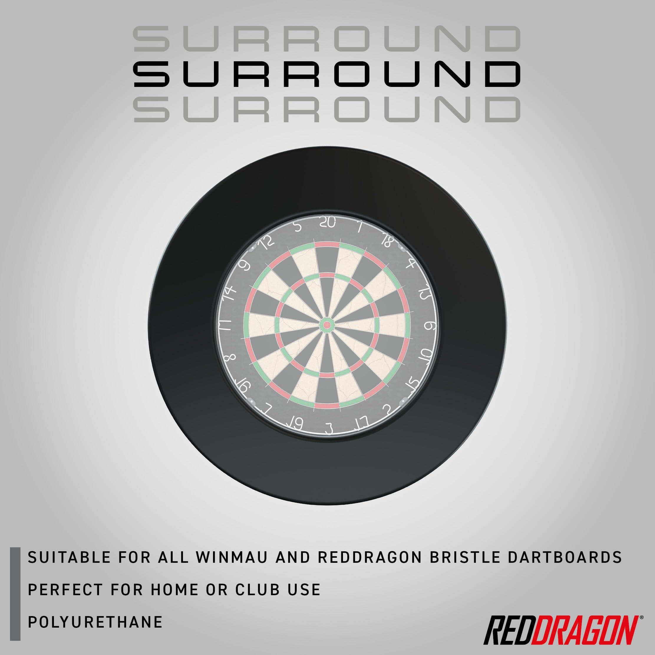 RED DRAGON Ultimate Dart Board and Surround Ring Set -Includes Bristle Dartboard 3/7
