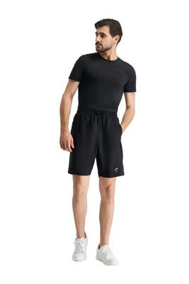 Heren korte hardloopbroek met zak. fitness & running - zwart