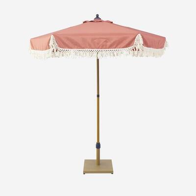 Ombrellone dritto con frange 2m acciaio Beige