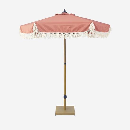 Ombrellone dritto con frange 2m acciaio Beige