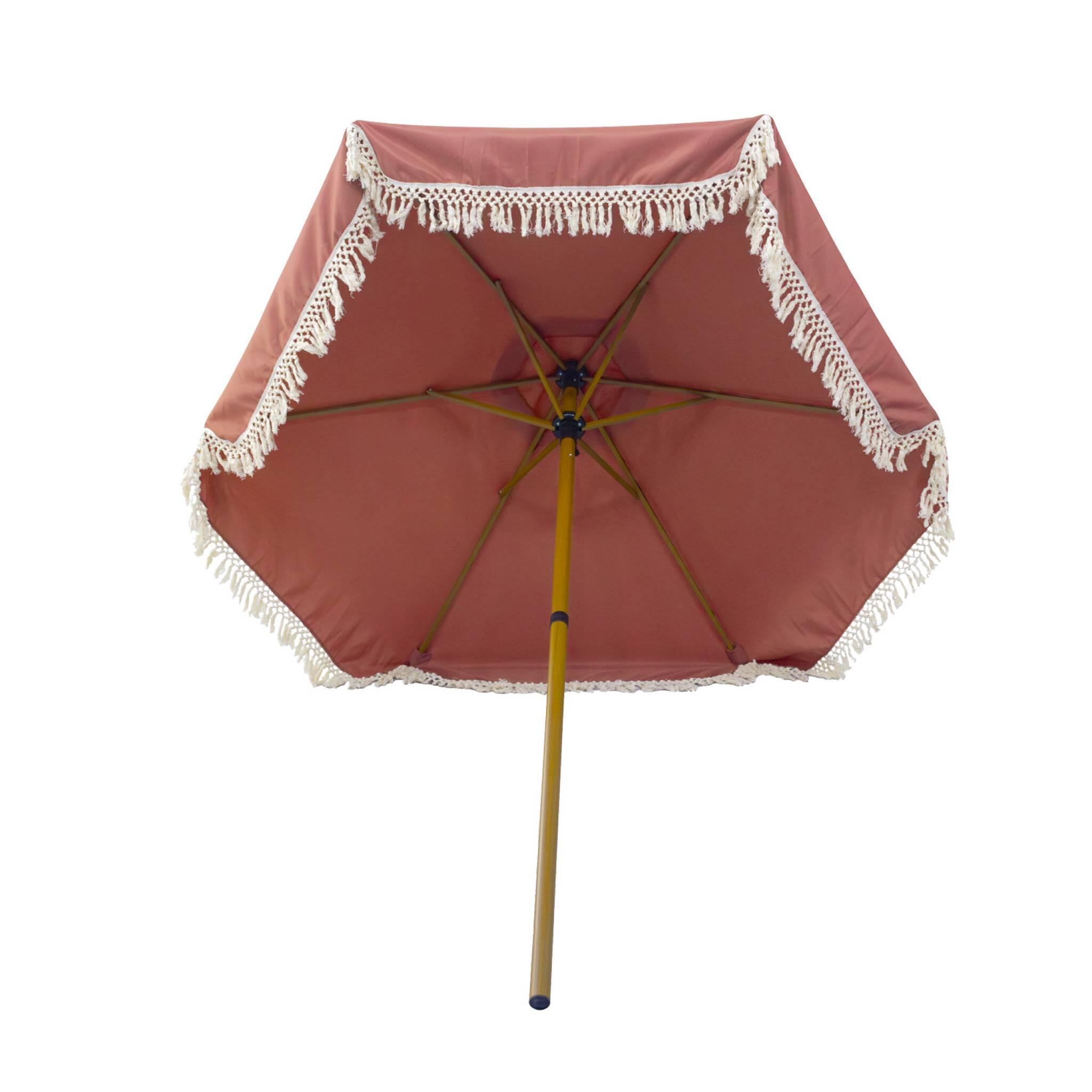 Ombrellone dritto con frange 2m, acciaio, Terracotta 4/6