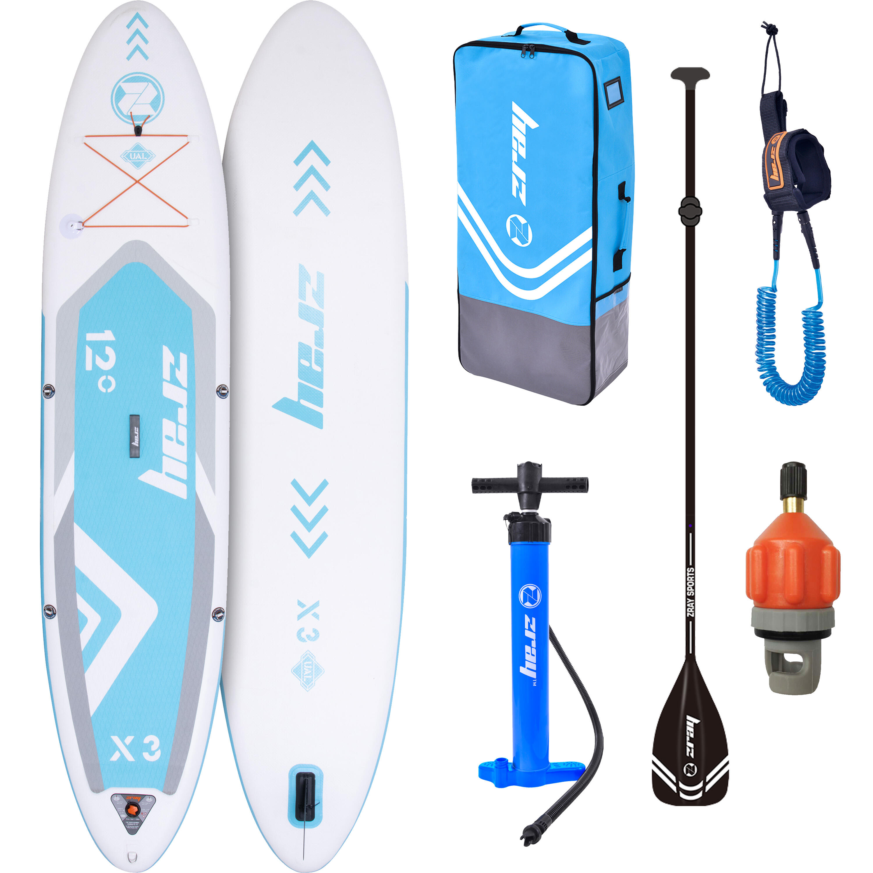 ZRAY Stand Up Paddle Board X3 365 x 81 x 15 cm blau SUP Komplettset mit Zubehör