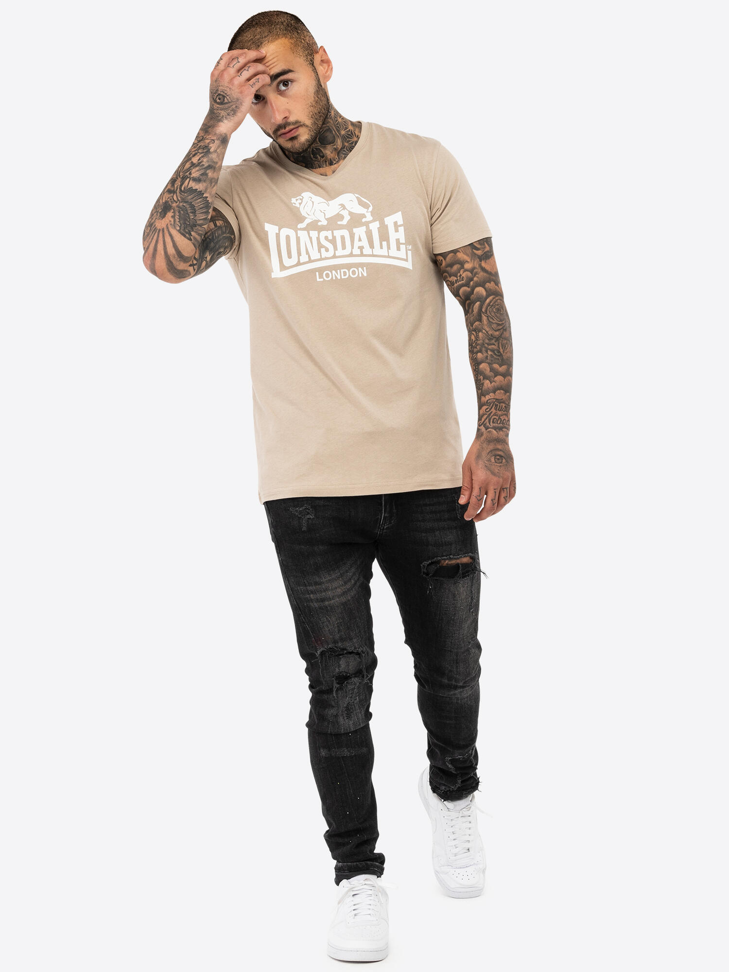 LONSDALE Heren-T-shirt normale pasvorm ST. ERNEY 3/5