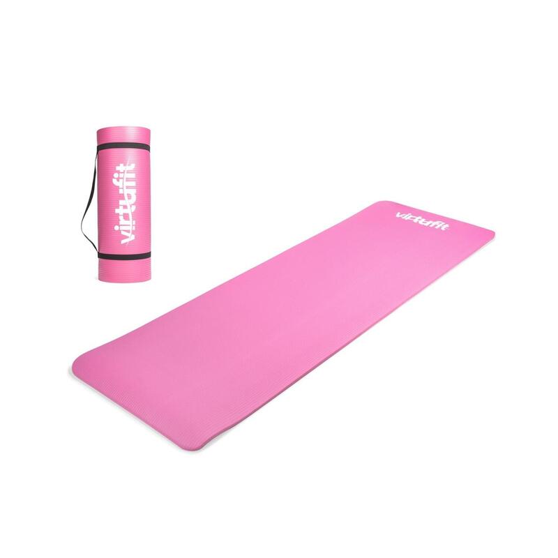VirtuFit PVC Fitnessmat - 180 x 60 x 1,5 cm - Yogamat met Draagkoord - Roze