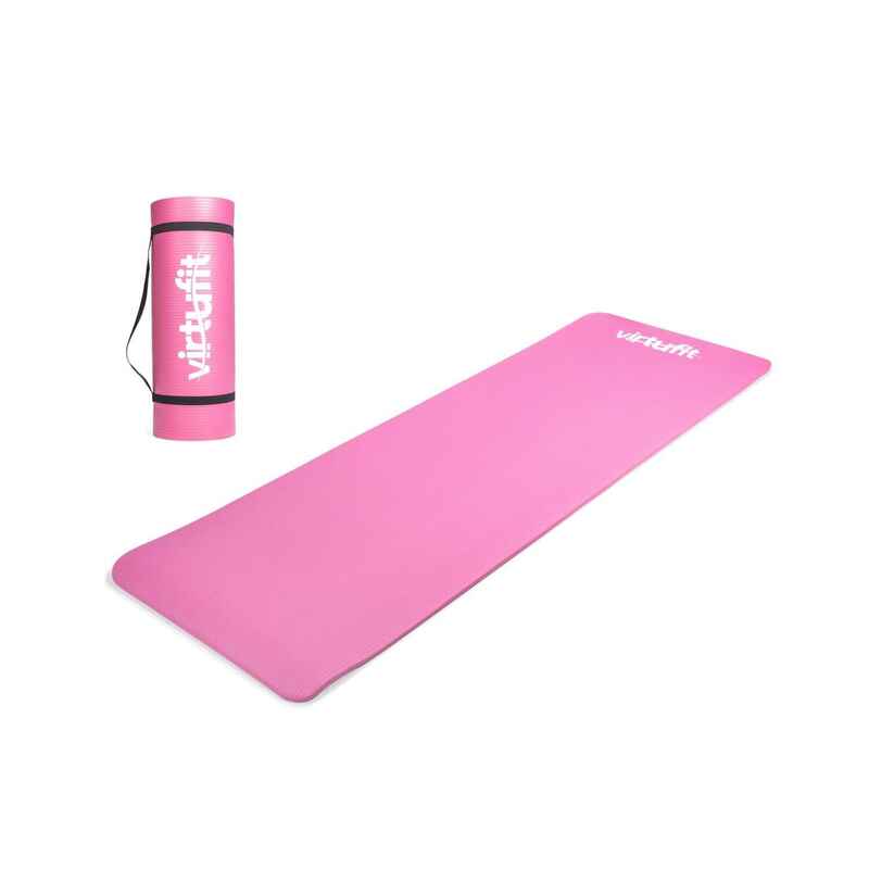 VirtuFit PVC Fitnessmatte - 180 x 60 x 1,5 cm - Yogamatte mit Tragegurt - Rosa