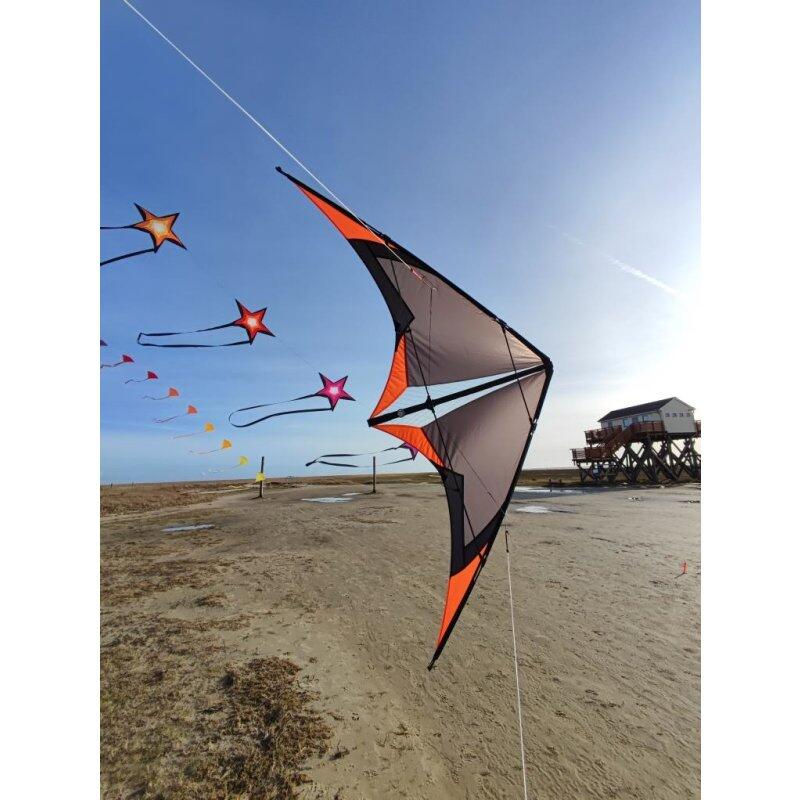 Stuntvlieger Spiderkites Elektra 2 Grey - Orange 020057-2 Grijs 175 x 75 cm 5/7