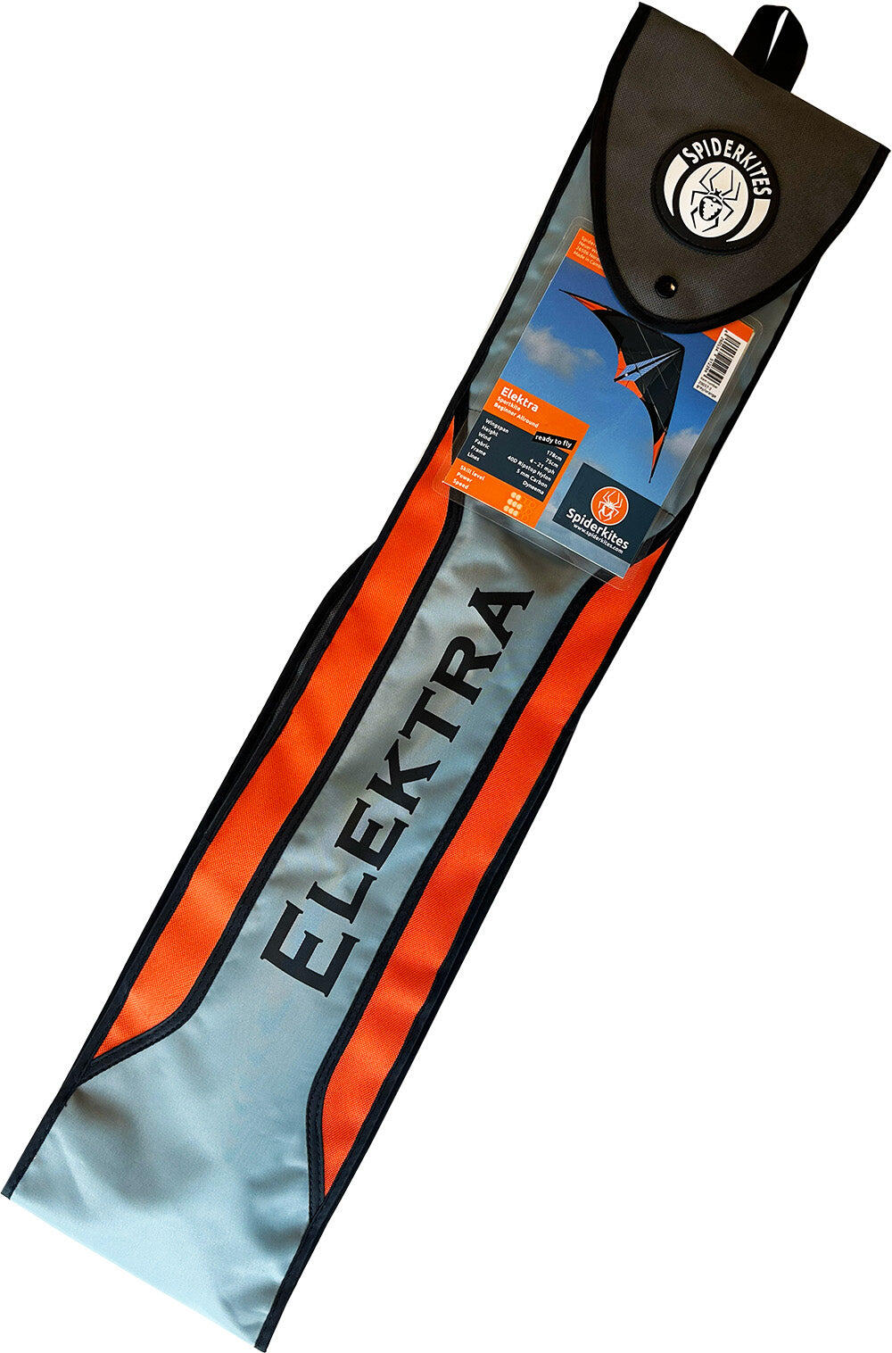 Stuntvlieger Spiderkites Elektra 2 Grey - Orange 020057-2 Grijs 175 x 75 cm 2/7