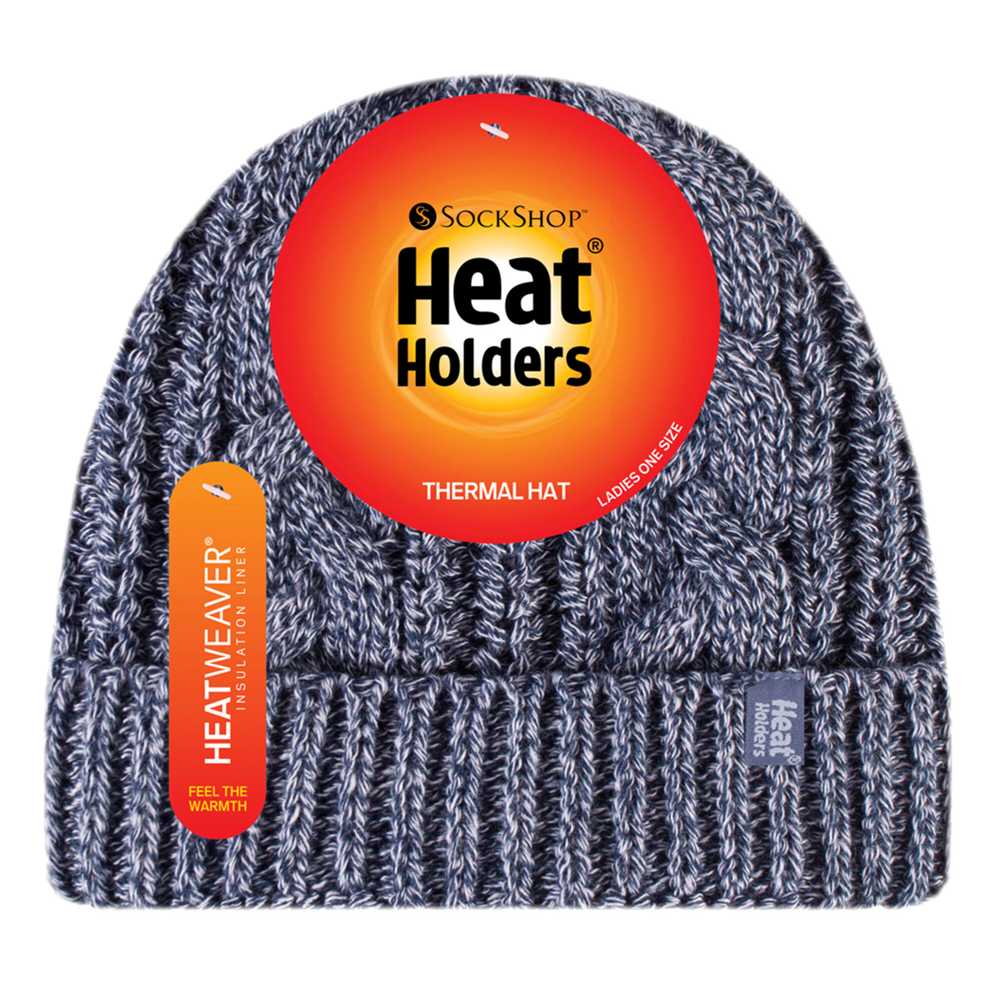 Ladies Cable Turnover Warm Thermal Beanie Hat 2/5