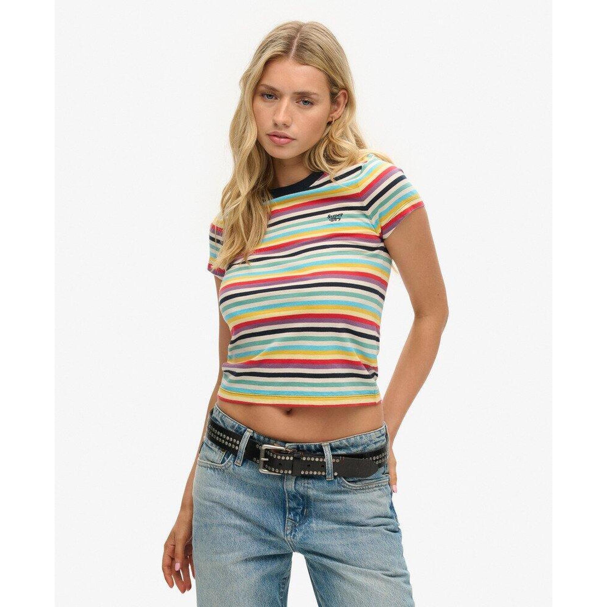 Superdry - T-shirt Court À Rayures Vintage - T-shirt Manches Courtes - Jaune - Decathlon