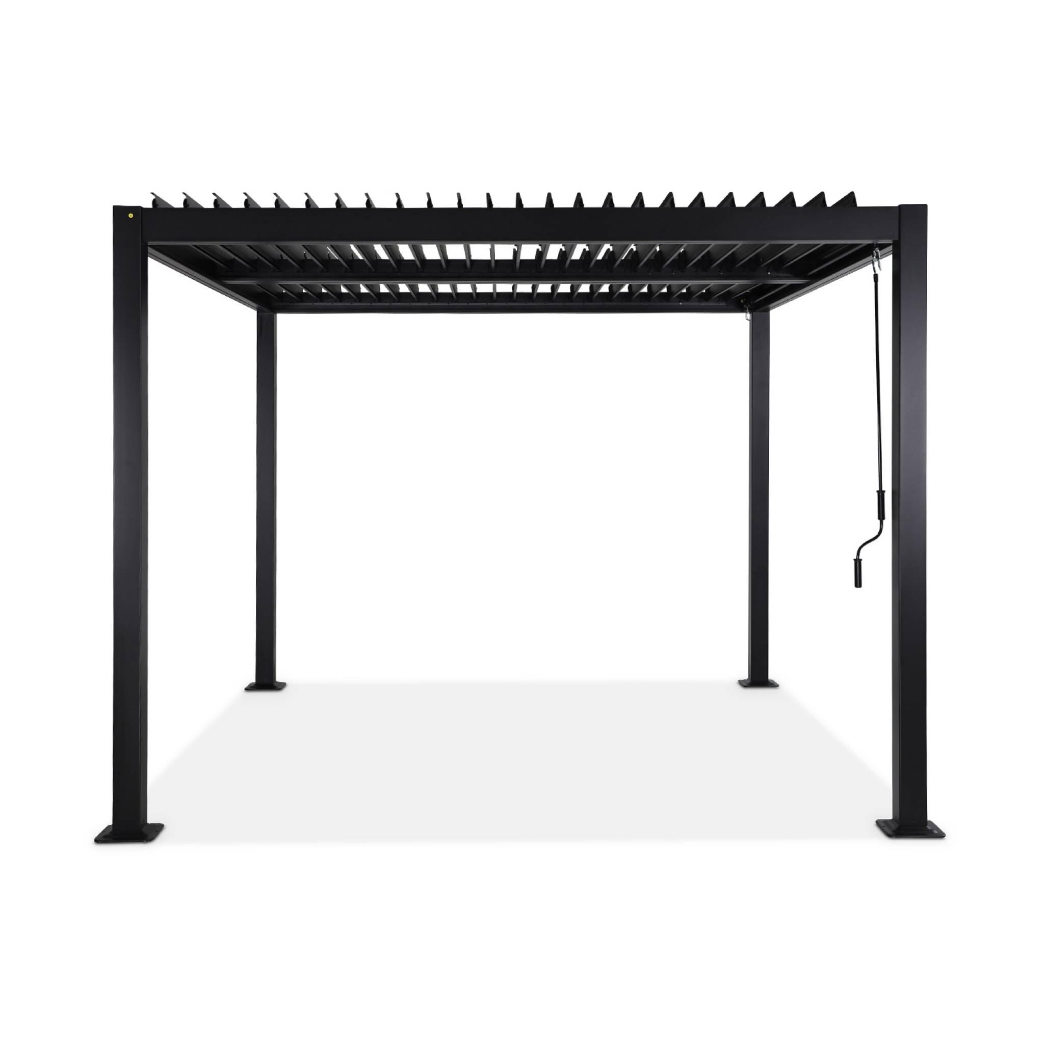 3x3m pérgola com persiana, alumínio e aço com lâminas ajustáveis, Preto 5/6