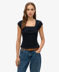 Tee-shirt col carré essentiel à manches courtes