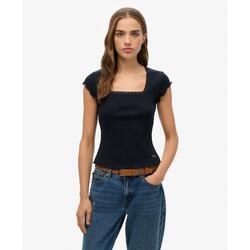 Tee-shirt col carré essentiel à manches courtes