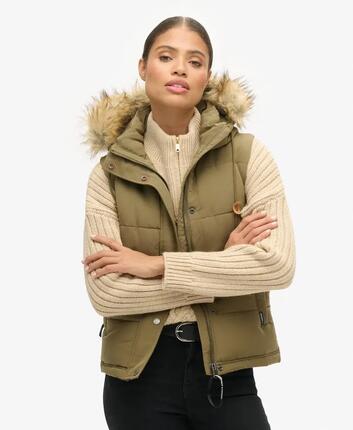 Doudoune sans manches à fausse fourrure femme Superdry Everest