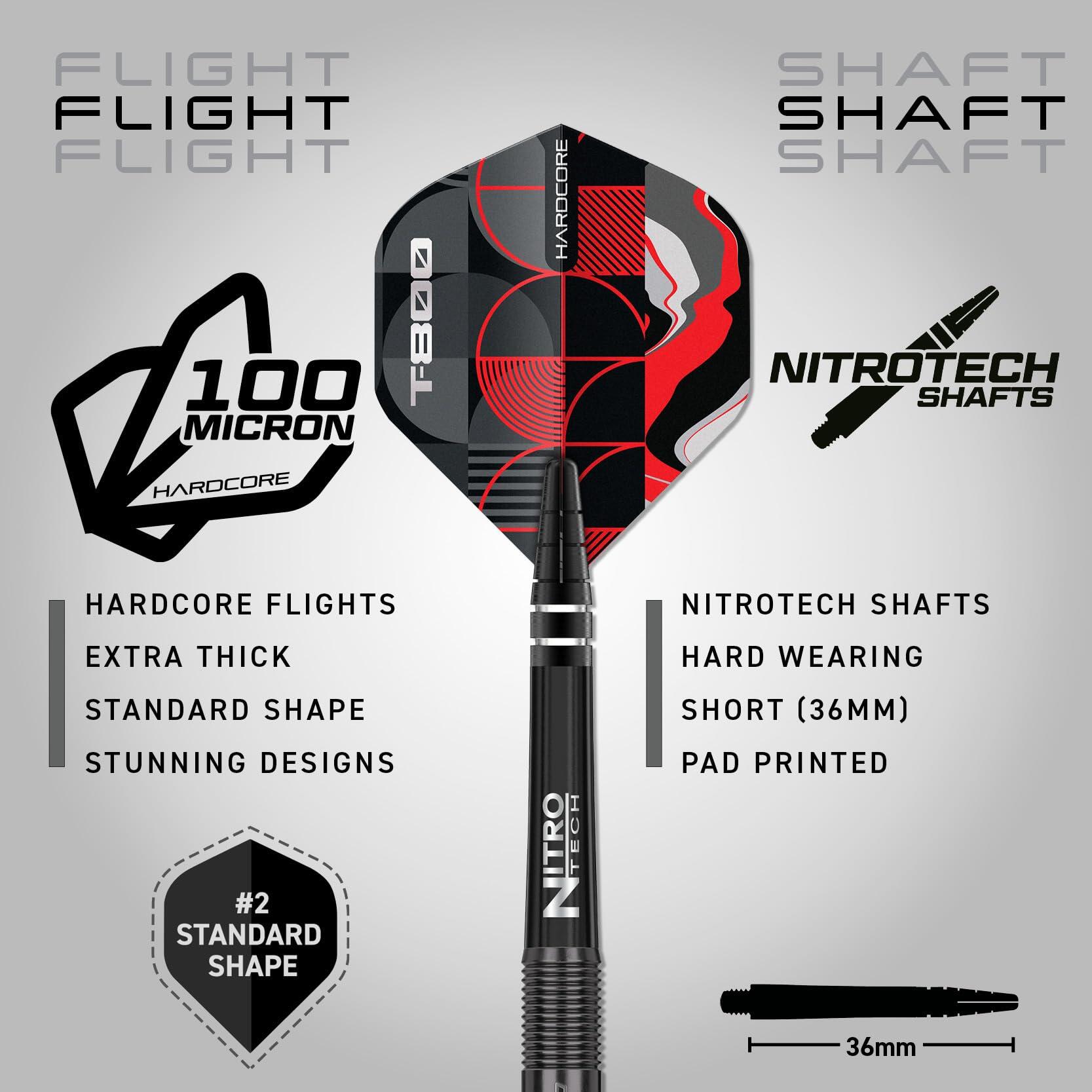 RED DRAGON – T-800 24g - 90% Professional Tungsten Steel tip Darts Set 3/7