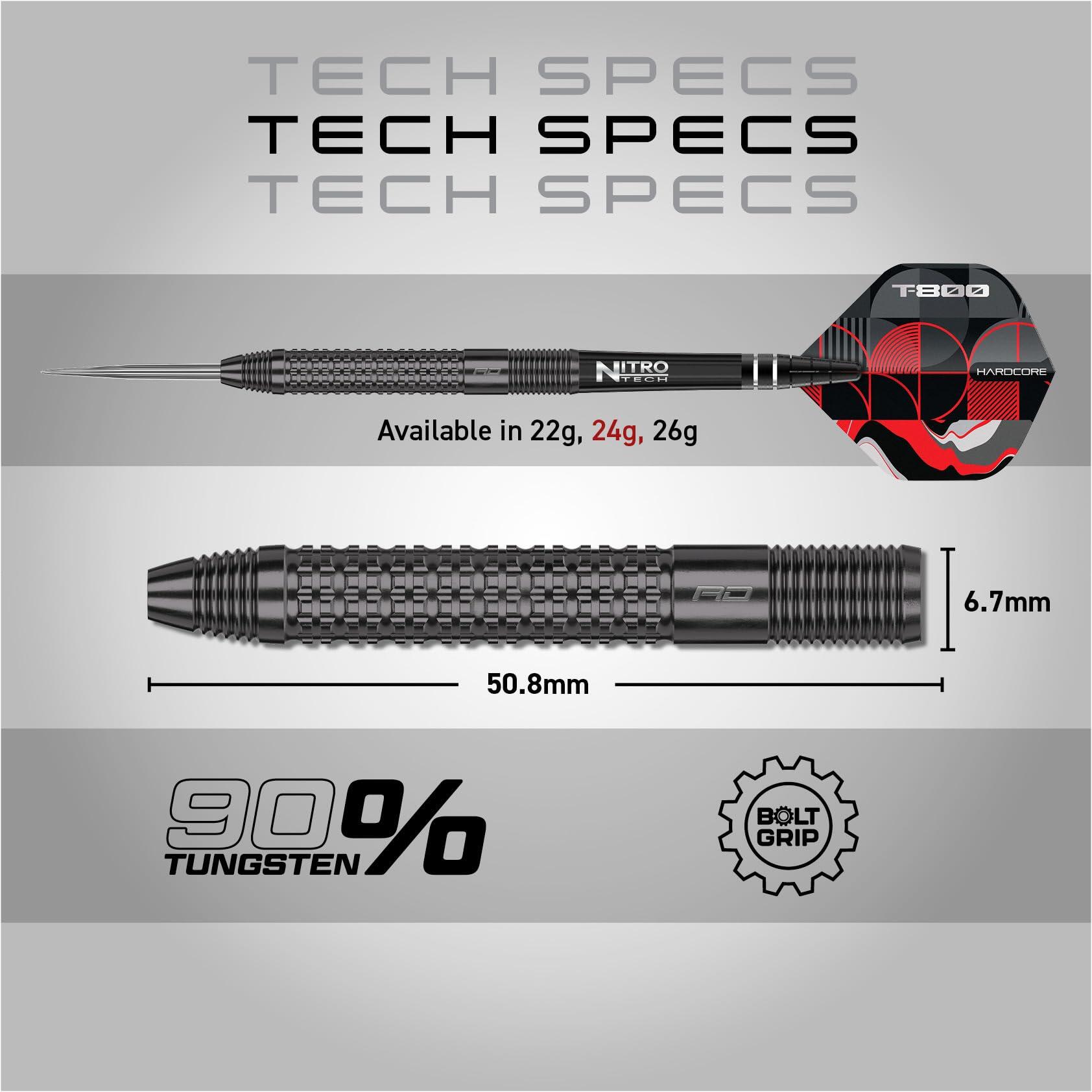 RED DRAGON – T-800 24g - 90% Professional Tungsten Steel tip Darts Set 4/7