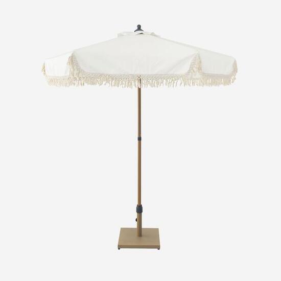 Ombrellone dritto con frange 2m acciaio Beige