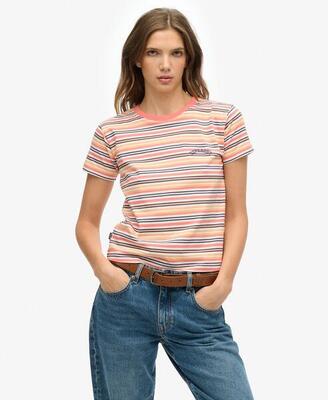 Strand t-shirt voor dames met strepen superdry essential logo
