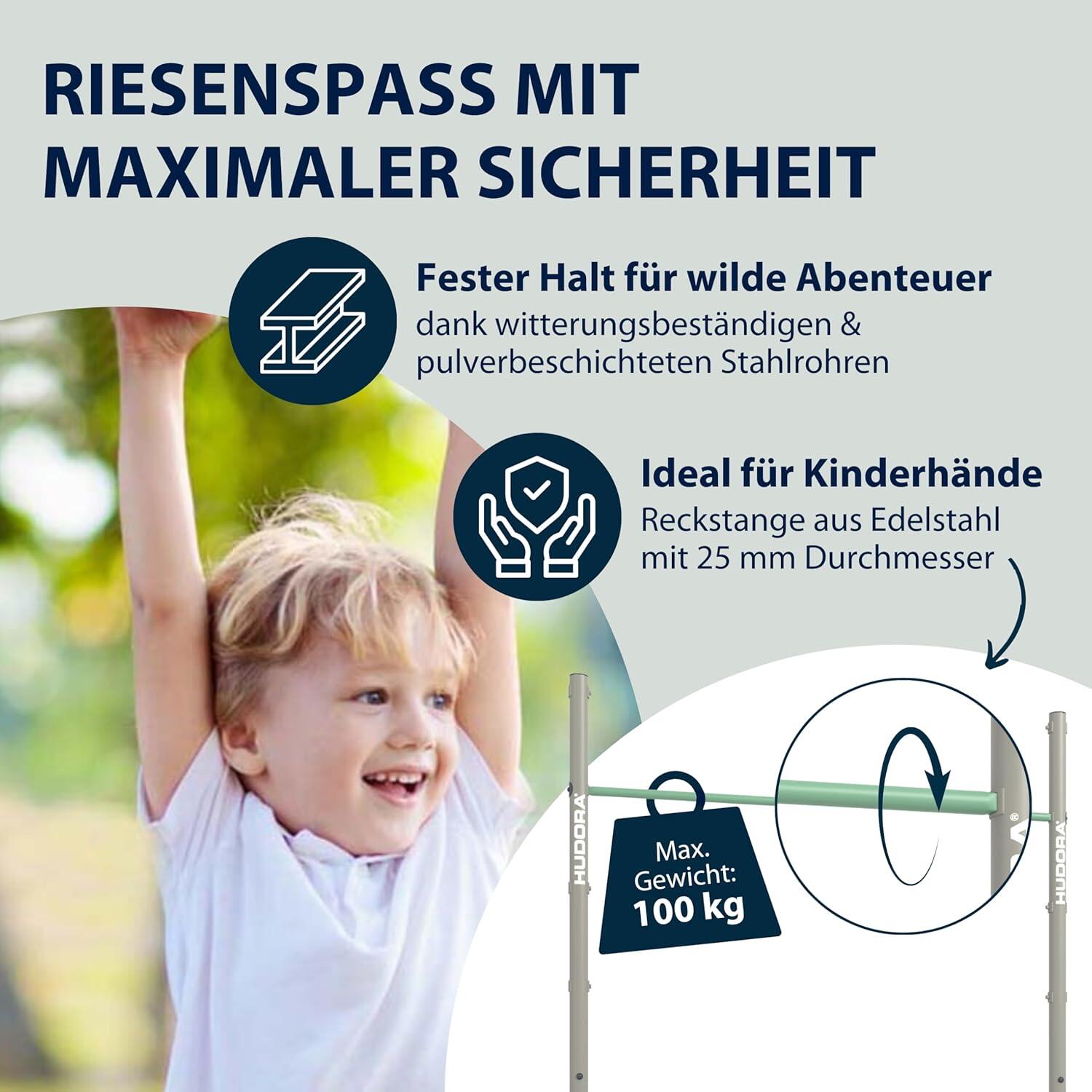 HUDORA Turnreck Fabian höhenverstellbar 71–150 cm | Kinder Turnstange Garten 3/6