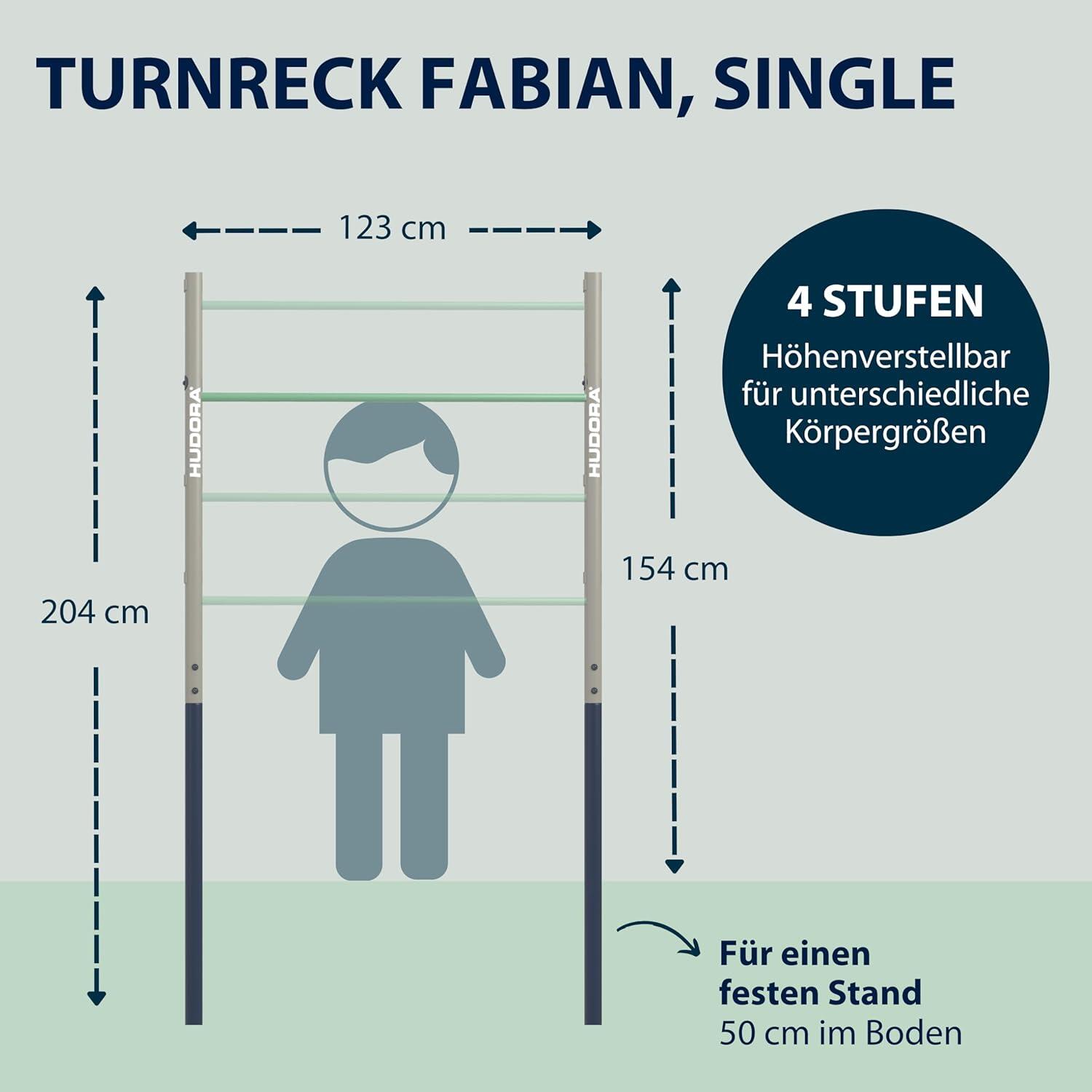 HUDORA Turnreck Fabian höhenverstellbar 71–150 cm | Kinder Turnstange Garten 2/6