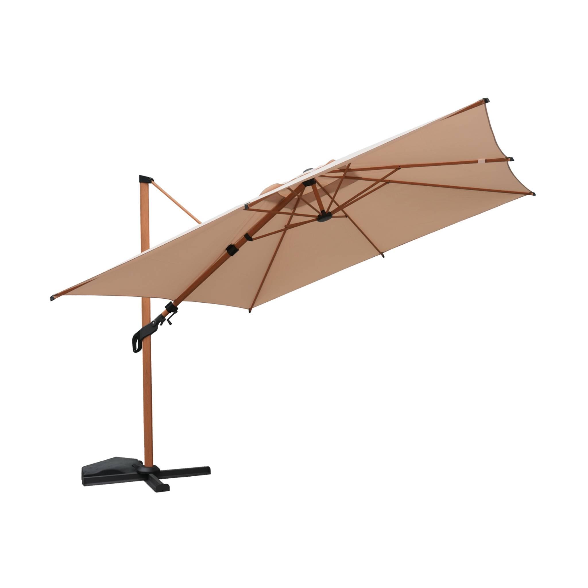 Parasol deslocado retangular 3x4m, mastro efeito madeira, Beige 2/6