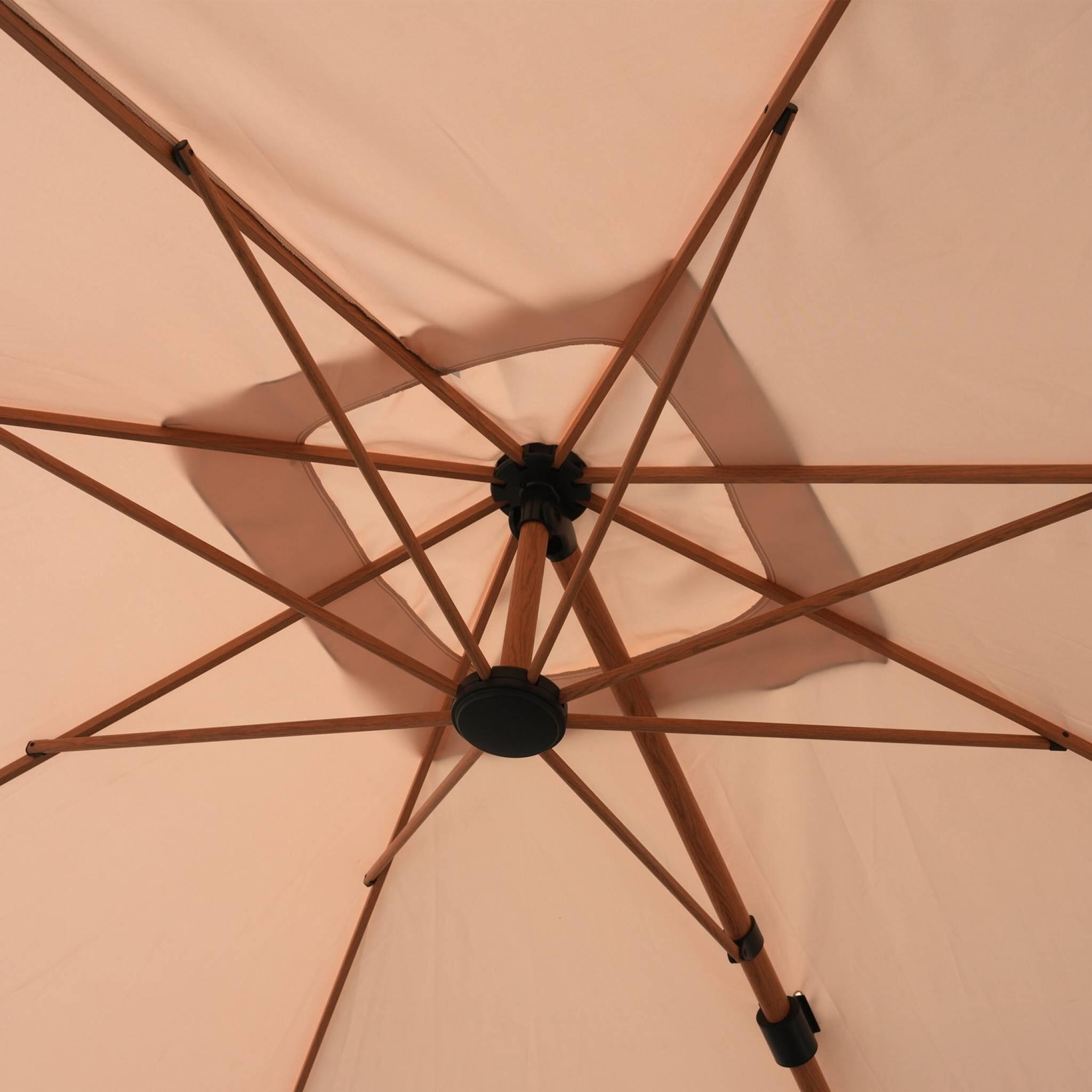 Parasol deslocado retangular 3x4m, mastro efeito madeira, Beige 4/6