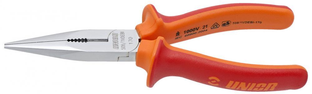 Unior 508-1VDEBI pince plate à bec rond avec coupe 61 mm rouge 2/2
