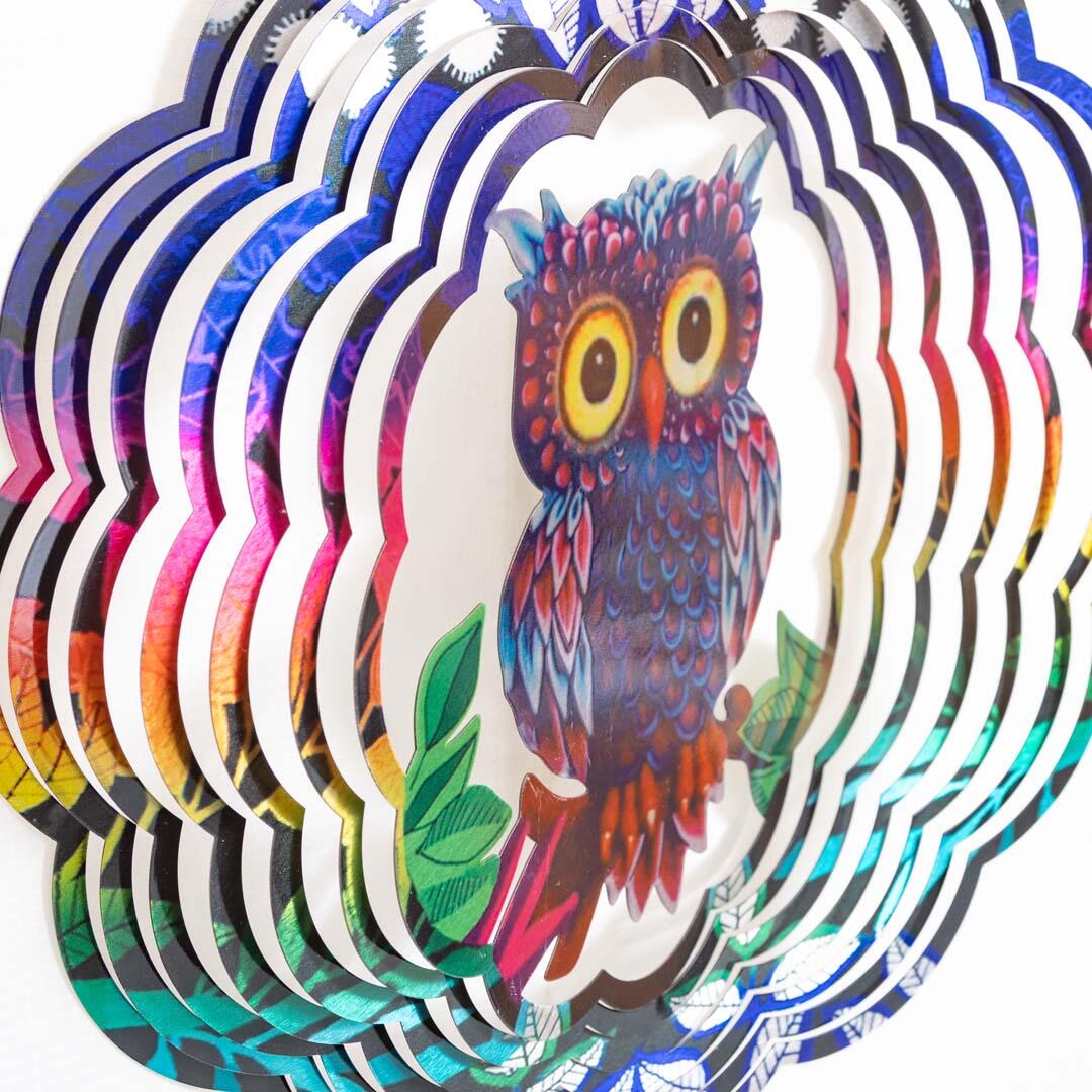 Windvanger HQ Metal Hanging Wind Spinner 3D Flashy Owl 110266 Multikleur 30 x 38 2/3