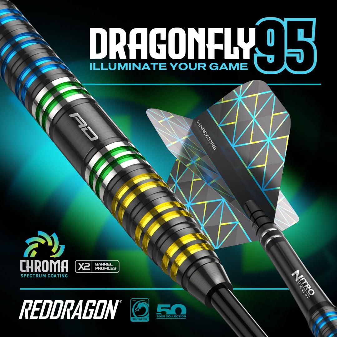 RED DRAGON - Dragonfly 95 - 23g - 95% Tungsten Professional Steel tip Darts Set 6/7