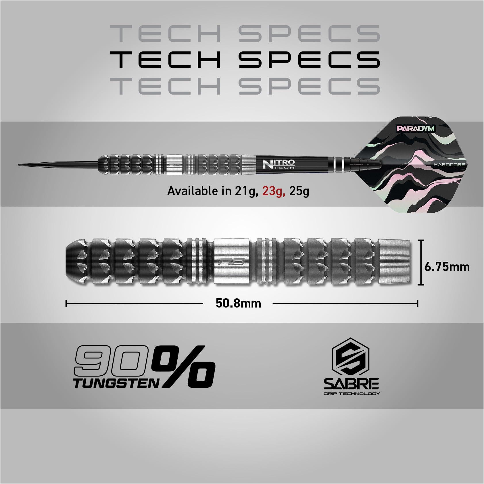 RED DRAGON - Paradym 23g - 90% Tungsten Professional Steel tip Darts Set 4/7