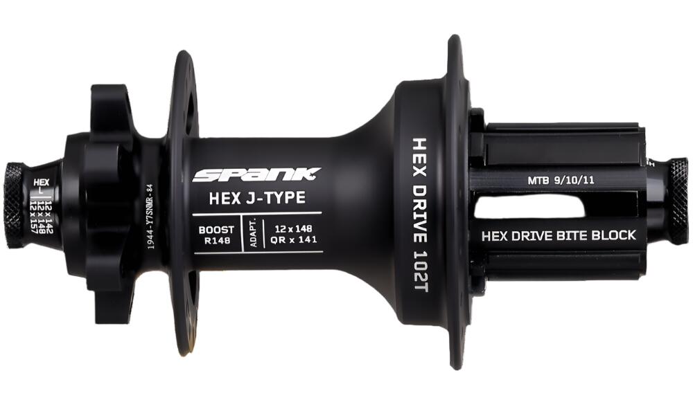 Spank Hex Drive 102T J-Bend Boost Rear Hub R148 XD Steel 32H Black (for E-bike)