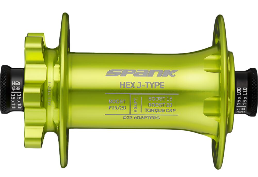 Spank Hex J-Bend Boost Front Hub F15/20 32H Green