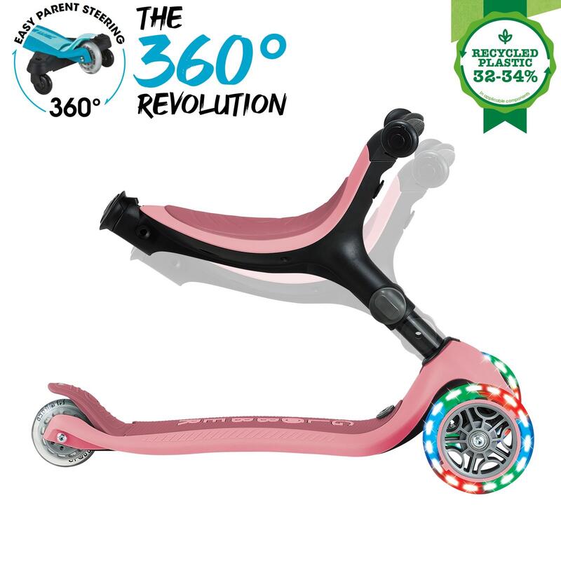 Trottinette évolutive GO-UP ACTIVE LIGHTS 360 - Rose pastel