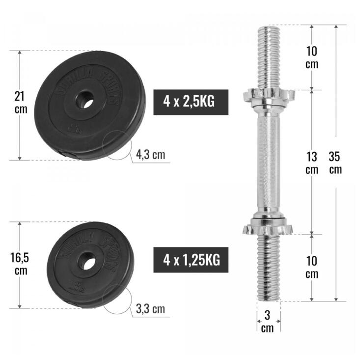 Second Hand - Set gantere reglabile 20 kg cu discuri din ciment - Ca nou