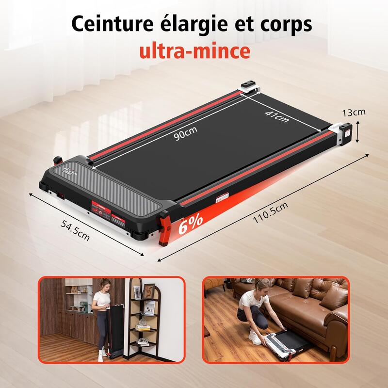 Tapis de Course Inclinable 6%.ZX3,550W,6.0km/h,Télécommande.Maison/Bureau